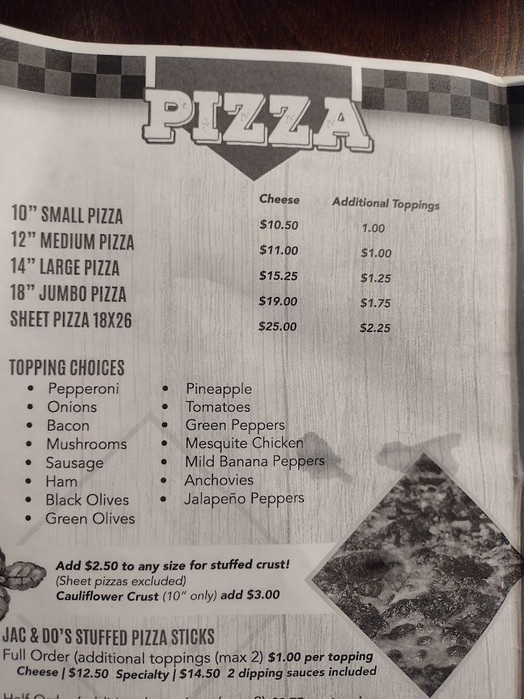 Jac N Do's Pizza Menu image 2